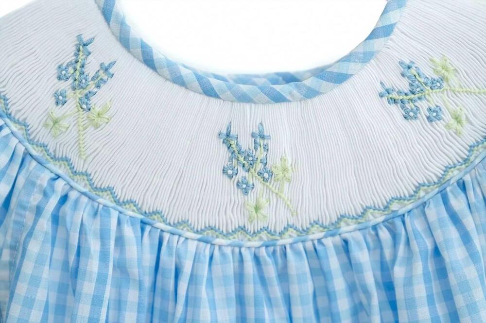NEW RUTH AND RALPH girls bluebonnets smocked helen dress in blue - Picture 2 of 2